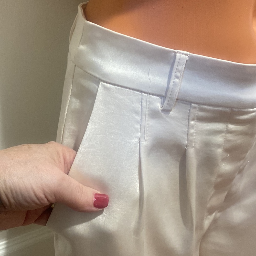 PRINCESS POLLY Huxley 2p Ivory Satin Crop Tank & Pleated Wide Leg Pants Sz 4 $85 - Picture 5 of 13